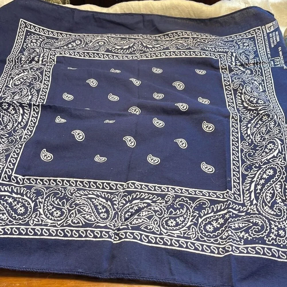 Vintage Paris Accessories, Inc made in U.S.A blue & White bandana.